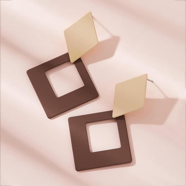 

Double Rhombus Shaped Earrings 1pair, Multicolor