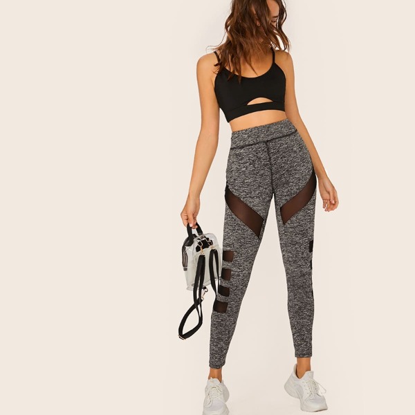 

High Waist Mesh Insert Sport Leggings