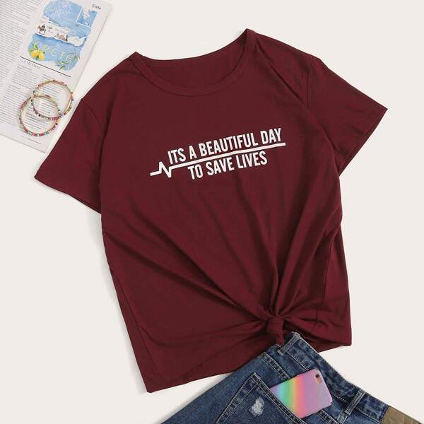 

Letter Graphic Tee, Burgundy