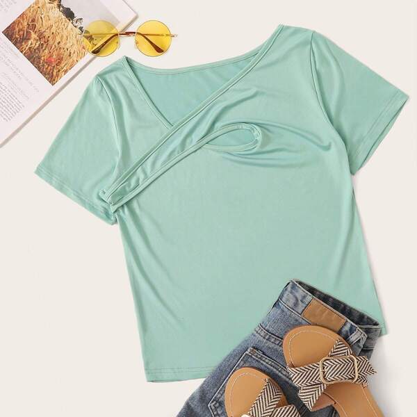 

Asymmetrical Neck Cut Out Tee