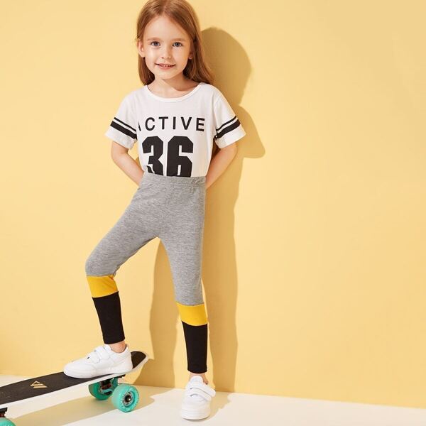 

Toddler Girls Cut And Sew Panel Leggings, Multicolor