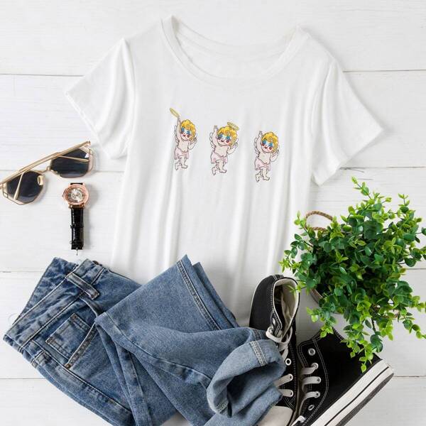 

Plus Angel Print Short Sleeve Tee
