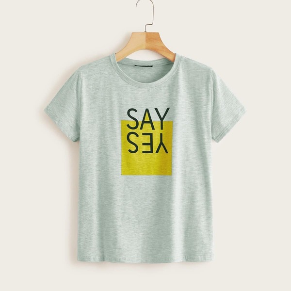 

Plus Contrast Panel Letter Print Tee