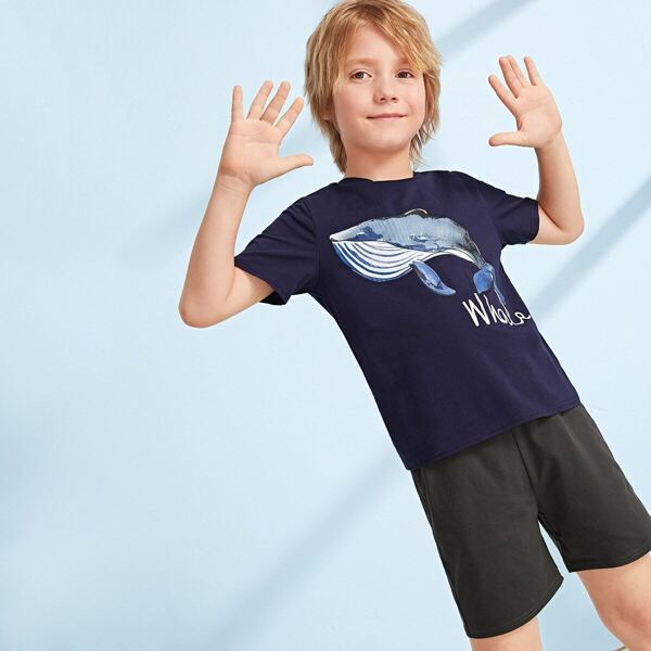 

Boys Mixed Print Top and Pocketed Shorts PJ Set, Multicolor