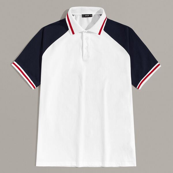 

Men Half Placket Two Tone Polo Shirt