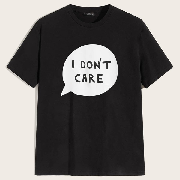 

Men Slogan Print Round Neck Top