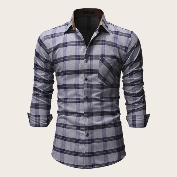 

Men Tartan Plaid Pocket Shirt