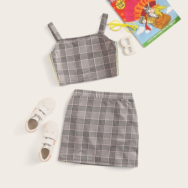 

Girls Striped Tape Side Glen Top and Skirt Set