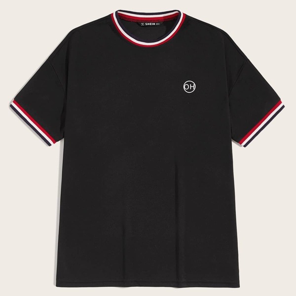 

Men Graphic Print Detail Striped Ringer Tee