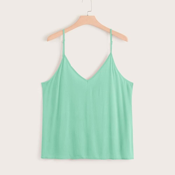 

Plus Double V-neck Cami Top, Green pastel