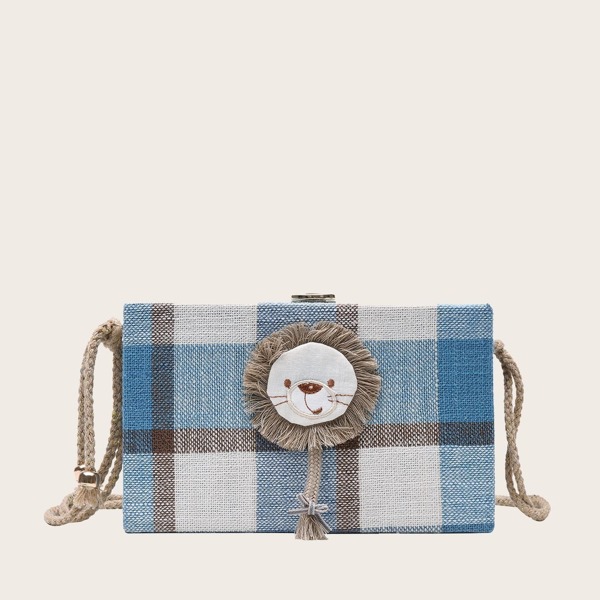 

Girls Color Block Lion Patch Decor Bag, Multicolor
