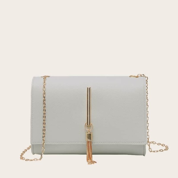 

Metal Tassel Chain Crossbody Bag, Light grey