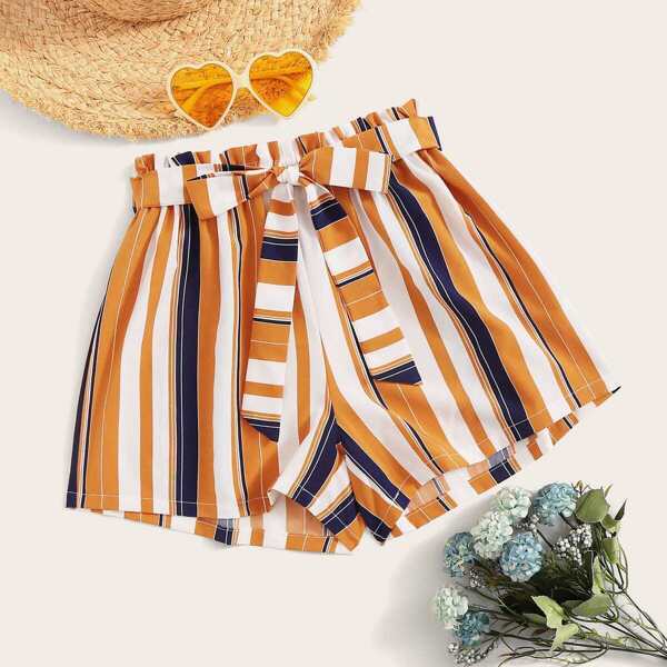 

Self Tie Striped Shorts