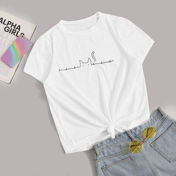 

Cartoon Print Tee, White