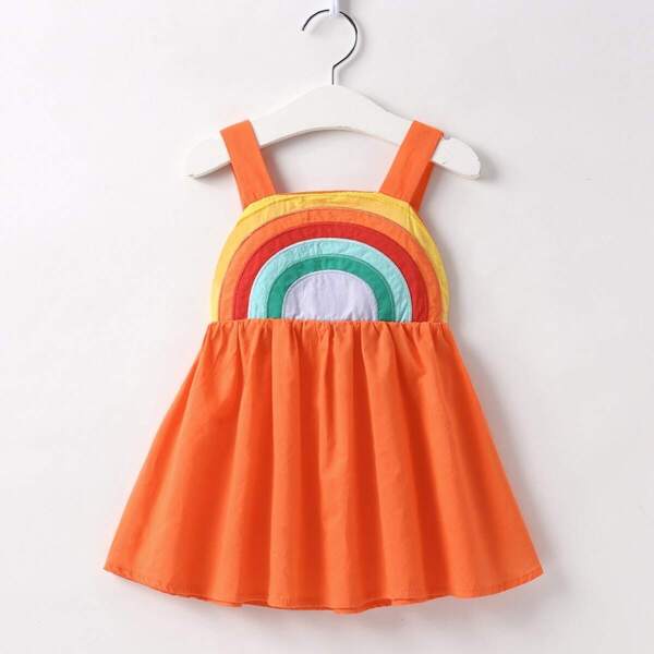 

Toddler Girls Rainbow Stripe Cami Dress, Orange