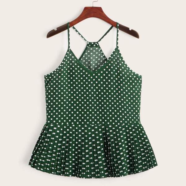 

Polka Dot Ruffle Hem Cami Top