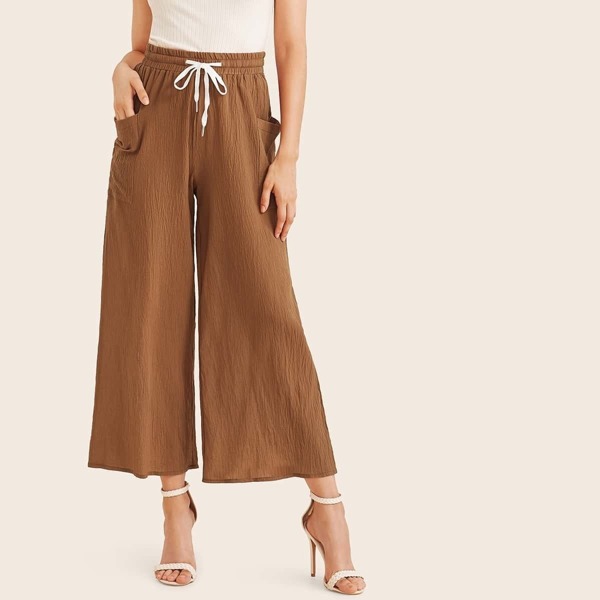 

Pocket Side Drawstring Waist Wide Leg Pants