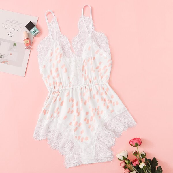 

Eyelash Floral Lace Teddy Bodysuit