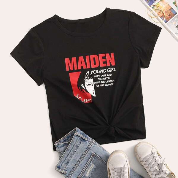 

Figure & Slogan Print Tee