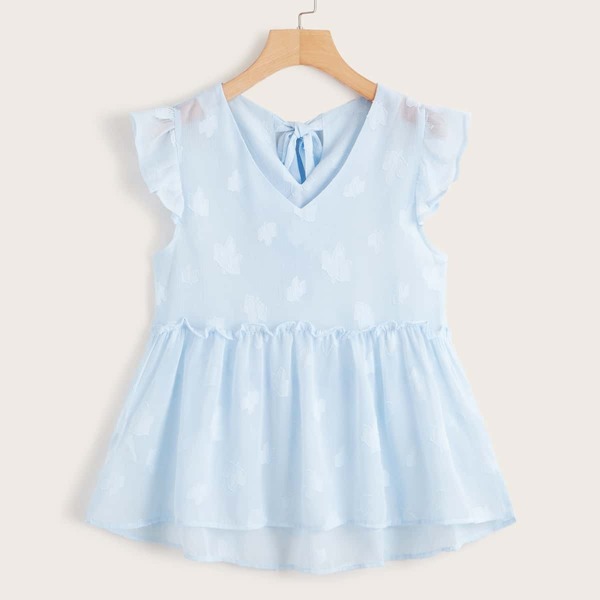 

Contrast Ruffle Cuff Frill Trim Smock Blouse