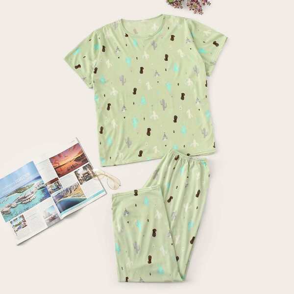 

Plus Cactus Print Pajama Set