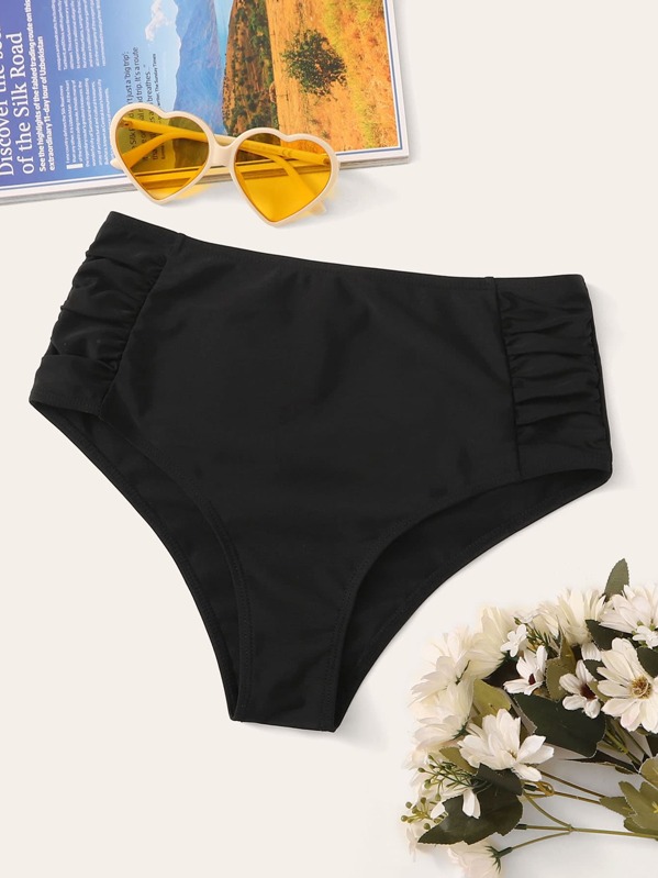

Ruched High Waist Swimming Panty, Black