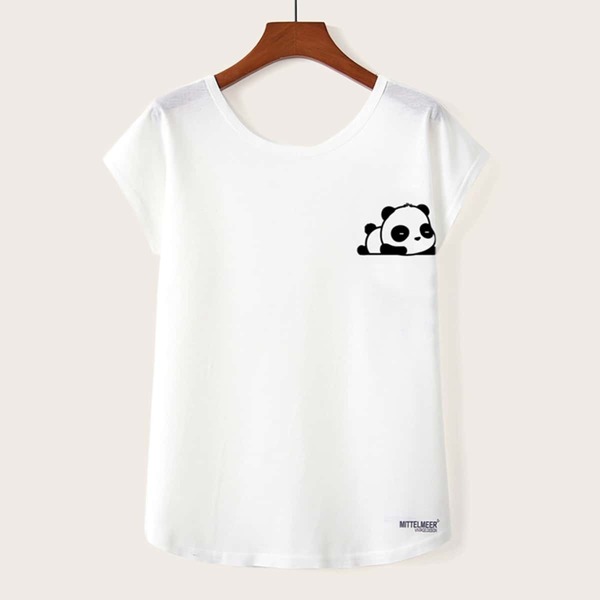 

Panda And Letter Print Tee