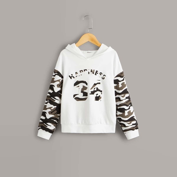 

Boys Mixed Print Hoodie Top