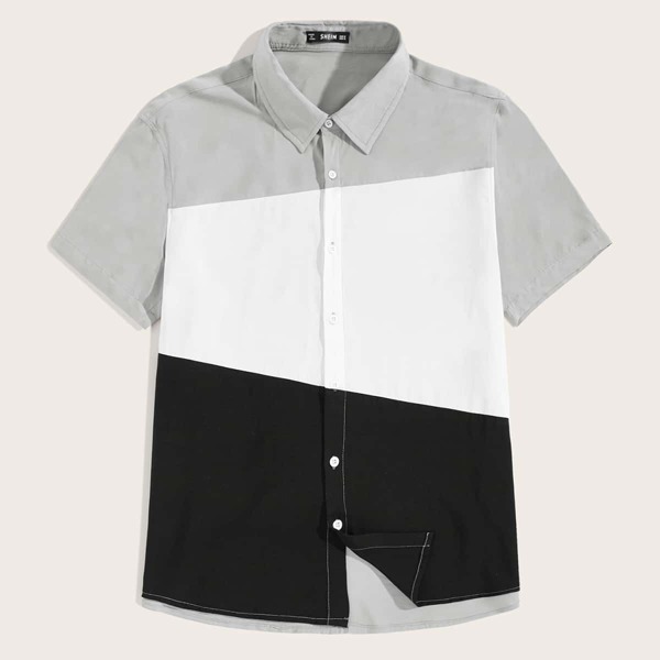 

Men Colorblock Button Fly Shirt