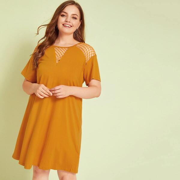 

Plus Solid Strappy Insert Dress