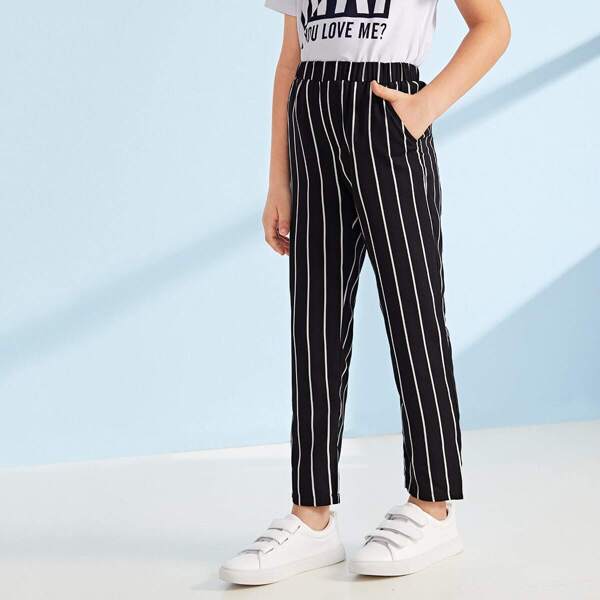 

Boys Elastic Waist Slant Pocket Striped Pants