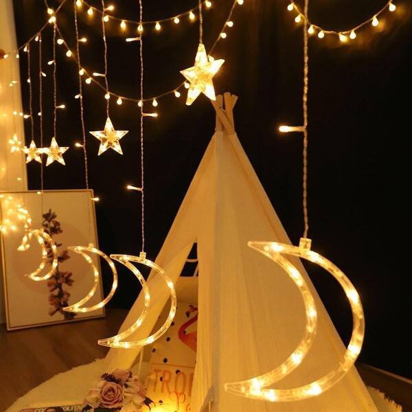 

12 pcs Moon & Star Shaped Bulb String Light