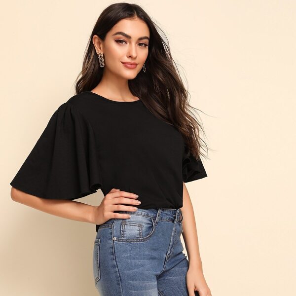 

Flutter Sleeve Solid Top