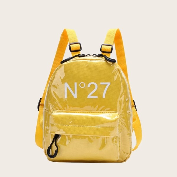 

Girls Letter Print Pocket Front Backpack