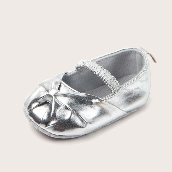 

Baby Girls Metallic Bow Decor Flats
