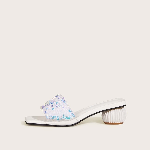 

Sequins Decor Ball Heeled Mules