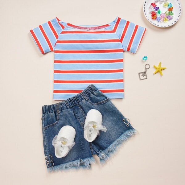 

Toddler Girl Striped Bardot Tee