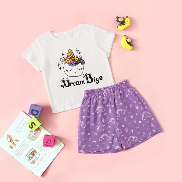 

Toddler Girls Unicorn & Letter Graphic Pajama Set, Multicolor