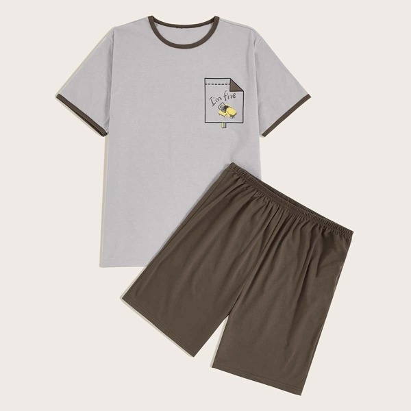 Men Cartoon Print Pajama Set