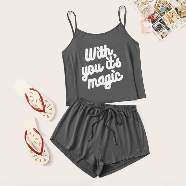 

Letter Print Cami PJ Set