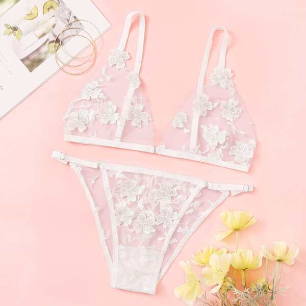 

Floral Lace Sheer Lingerie Set