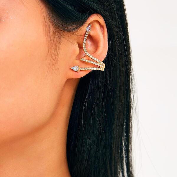 

Rhinestone Engraved Arrow Earring 1pc, Gold