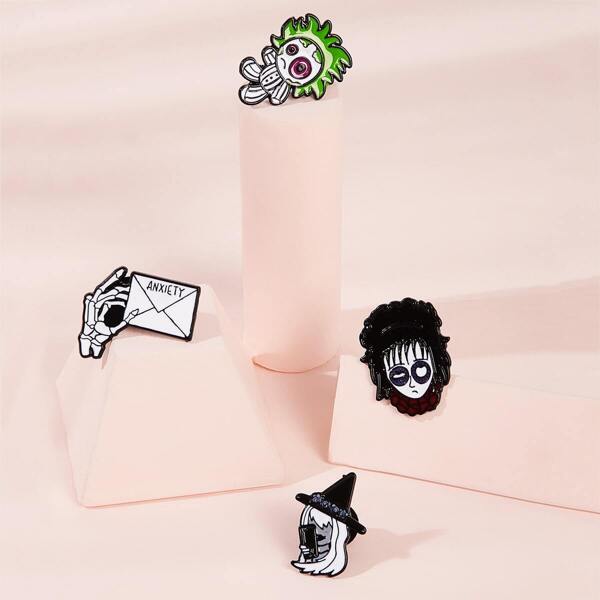 

Figure Shaped Brooches 4pcs, Multicolor