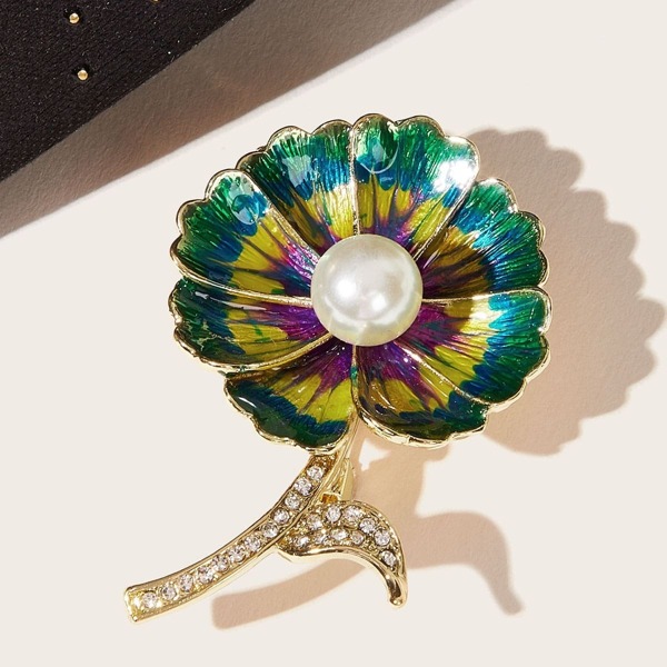 

Faux Pearl Decor Flower Brooches 1pc, Multicolor