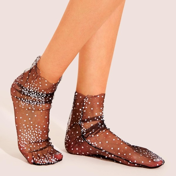 

Floral Decor Sheer Mesh Socks 1pair
