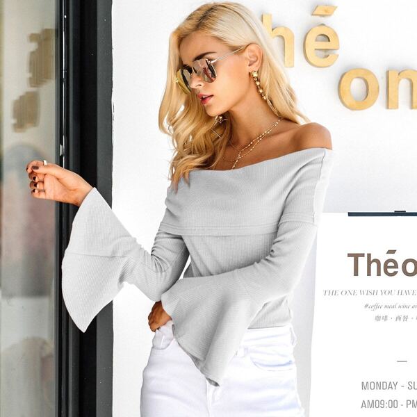 

Simplee трикотажный топ с открытыми плечами, Серые