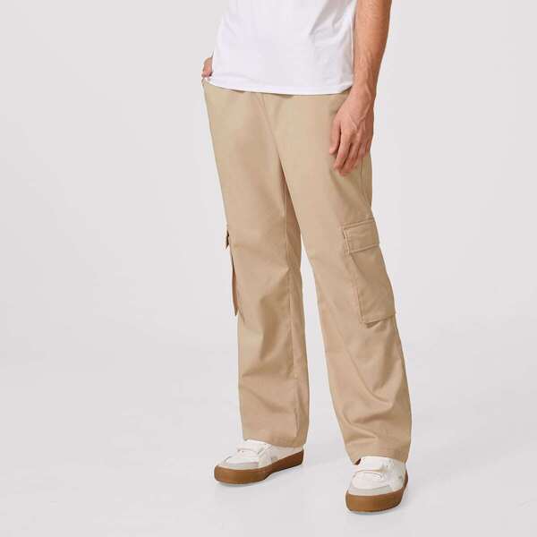 

Men Flap Pocket Side Pants, Khaki