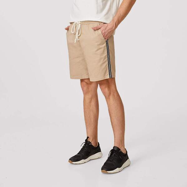 

Men Drawstring Waist Side Tape Shorts