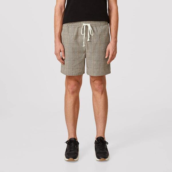 

Men Drawstring Waist Plaid Shorts