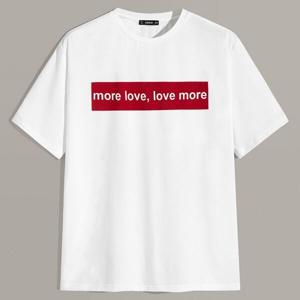 

Men Contrast Slogan Graphic Top, White